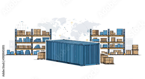 Global Logistics and Warehouse Management Concept
