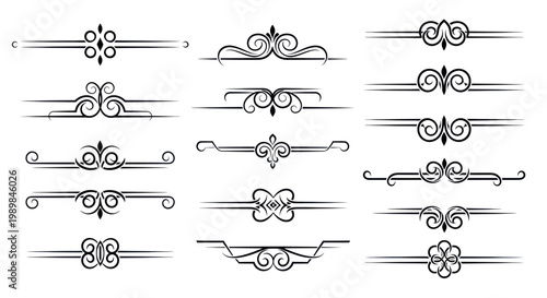 Collection of ornate decorative borders and dividers in black and white.