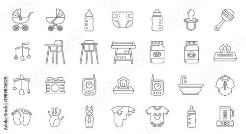 Baby care icons set