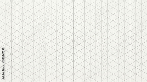 Isometric grid pattern on white paper background. Geometric triangle mesh line texture for technical drawing, architectural drafting, 3D modeling and engineering design. Minimalist abstract.