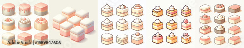 Sponge Cake Collection Vector Illustration