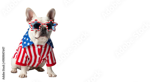 Fotografie Patriotic sphynx cat american flag outfit sunglasses isolated on transparent bac