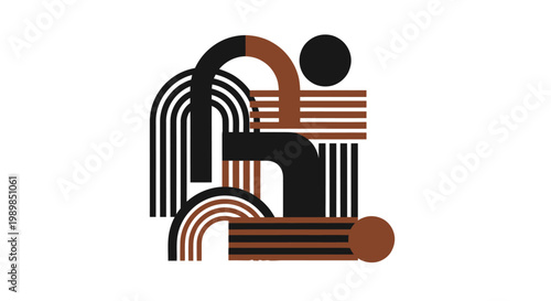 Cuadro en lienzo Abstract geometric composition with minimalist shapes in mid century modern style