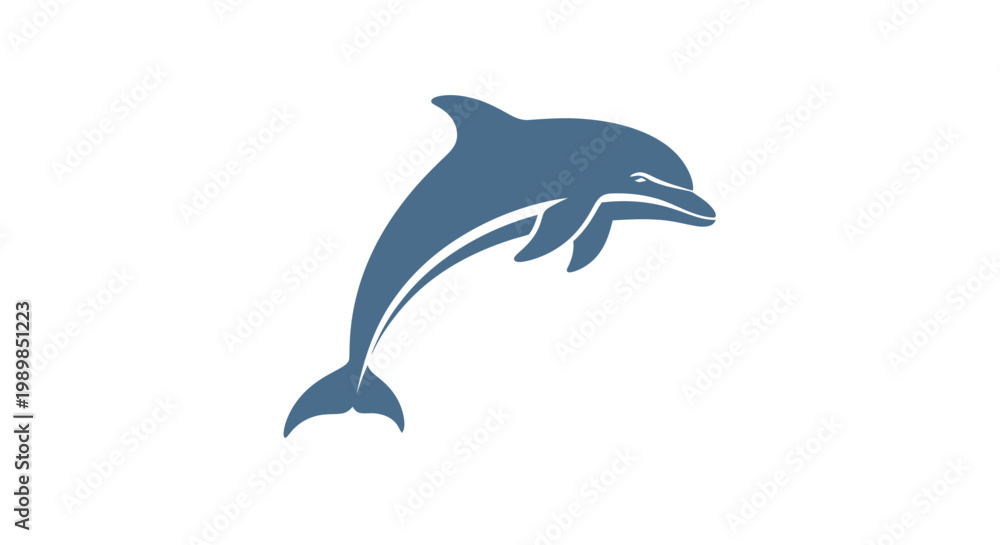Fototapeta premium Jumping blue dolphin logo icon isolated on white background.
