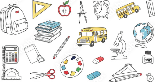 Back to school a colorful collection of educational supplies and objects