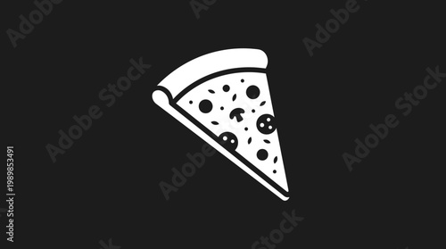pizza slice on black background illustration