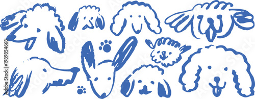 Child's handprint art blue prints of animals and floral designs