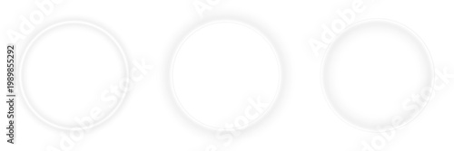 Fotografía Bright white neon glow lighting frame empty ring circle with circular border cen