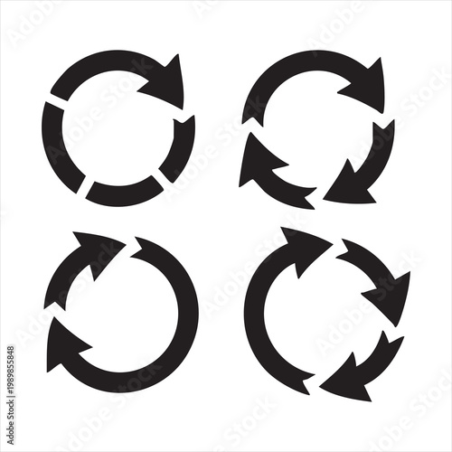 Collection of four circular arrow variations showing different rotation paths and segment counts set
