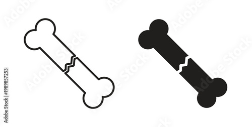 Fracture icon line style collection. Simple black solid icons