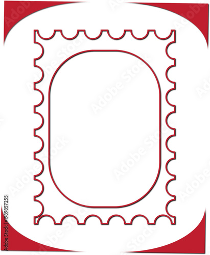 Red Postage Stamp Frame Template, Vintage Border Design, Classic Label Outline Vector Background