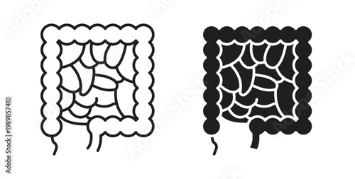 Gut icon line style collection. Simple black solid icons