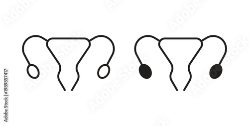 Gynecology icon line style collection. Simple black solid icons
