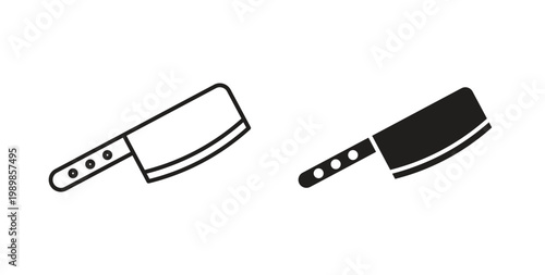 Hatchet icon line style collection. Simple black solid icons