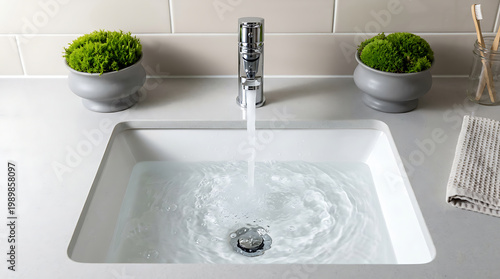 Running water flowing into a