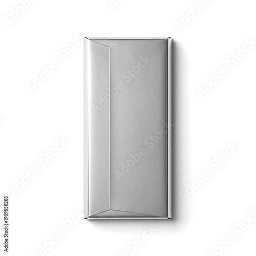 Empty grey padded envelope standing upright against a white background