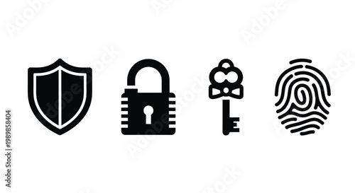 Security icons with shield and key.