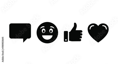 Black icons for social media communication.