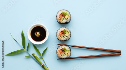 Fresh salmon avocado sushi rolls