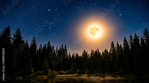 Full moon glowing above dark