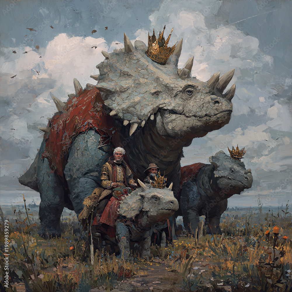 Fototapeta premium Majestic Triceratops in Dramatic Sky