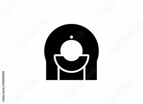 MRI Machine Icon: A minimalist icon of a sophisticated MRI machine, an essential tool in medical diagnostics, showcasing its circular design, representing precision and cutting-edge technology.
