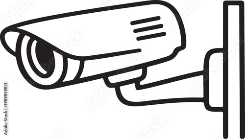 CCTV Security Camera Line Icon Surveillance Technology Symbol Clean Outline Vector Isolated on White Background