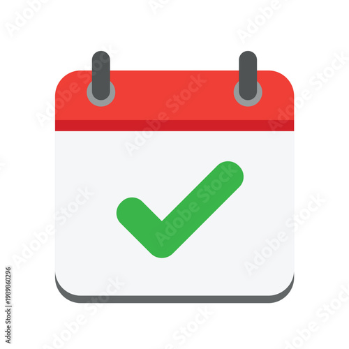 Calendar icon with checkmark confirmed date reminder illustration