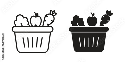 Grocery basket icon in line design. editable stroke icon vector. EPS10