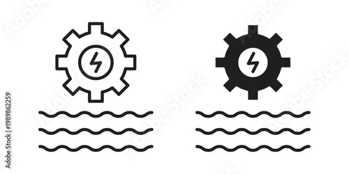 Hydraulic energy icon in line design. editable stroke icon vector. EPS10
