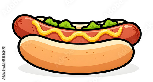 hot dog, sausage sandwich, fast food snack, grilled sausage, hotdog bun, street food, american food, ketchup mustard, lunch meal, snack food, food illustration, bbq sausage, quick meal, tasty hotdog, 