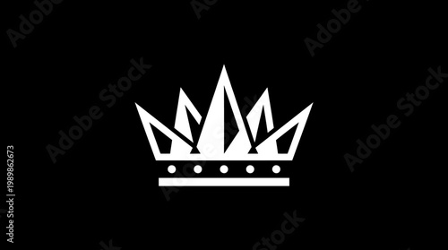 A white crown illustration on a black background, symbolizing royalty and power.