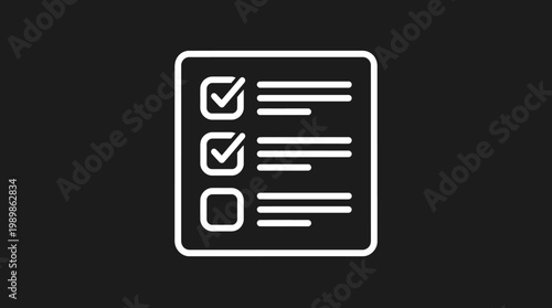 A checklist with verified items on a document