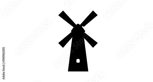 windmill, silhouette, black, icon, traditional, mill, farm, rural, agriculture, energy, blade, tower, structure, vintage, design, simple, symbol