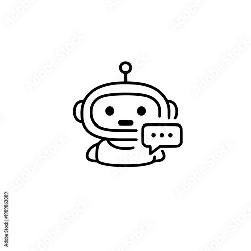 Chatbot Assistant with Speech Bubble Line Icon