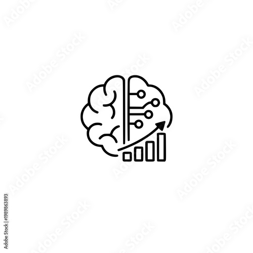 AI Growth and Data Analytics Brain Graph Icon