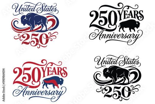 Celebrating the united states bison and 250 years anniversary designs