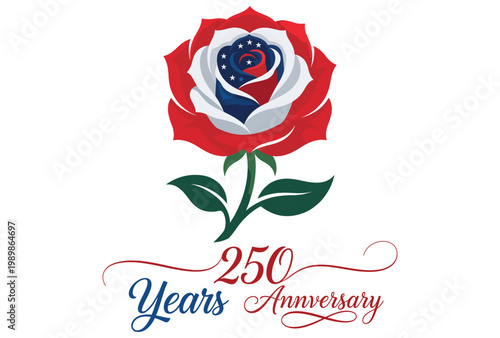 Celebrating the 250th anniversary with a patriotic rose emblem design