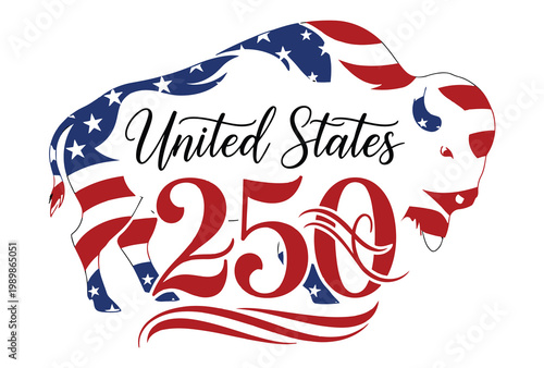 Bison silhouette celebrating the 250th anniversary of the united states
