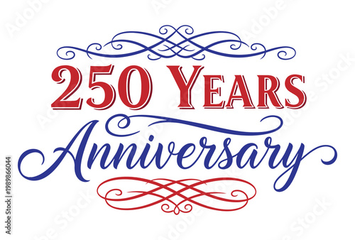Celebrating a milestone 250 years anniversary with elegant decorative text.