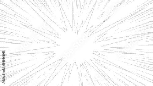 Abstract monochrome speed line zoom background, creative halftone dot burst effect for manga and comic book style, modern vector design for motion and fast action concept presentations
