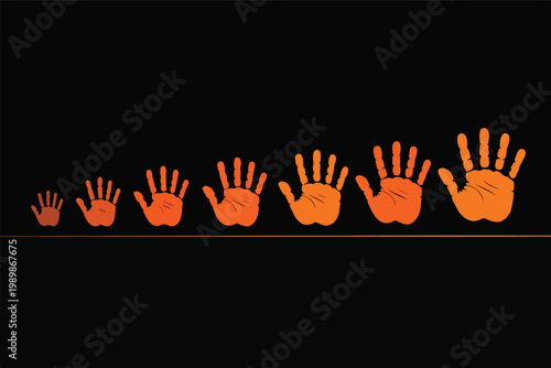 Customer Lifetime Value Growth Concept with Expanding Handprint Sequence Representing Long Term Customer Relationship and Revenue Increase Illustration