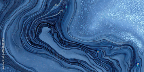 Aesthetic Midnight Blue Marble with Swirling Pattern