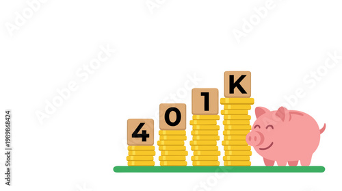 401k Contribution Retirement Savings Concept with Coin Jar Vector