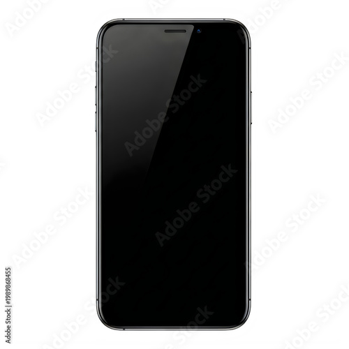 Modern smartphone with sleek black design and curved edges displayed front-facing