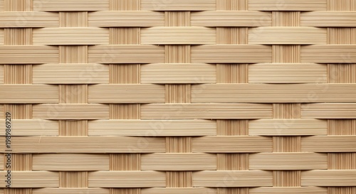 Traditional Woven Bamboo Texture with Symmetrical Interlaced Pattern Background