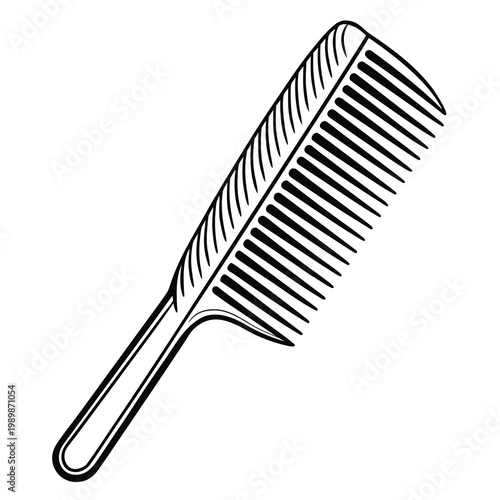 Black Hair Comb Line Art Vector Illustration Isolated on White Background