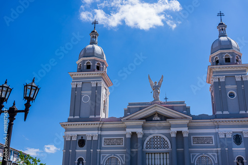 Our Lady of Assumption Cathedral and colonial architecture in the old town of Santiago de Cuba