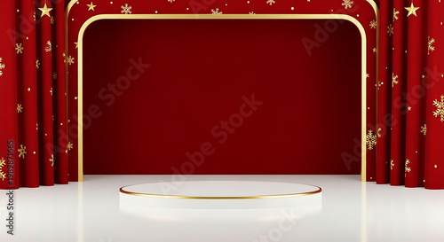 Luxury Christmas Stage Backdrop with Gold Accents