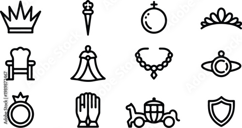 British Queen Silhouette Icon Collection Set